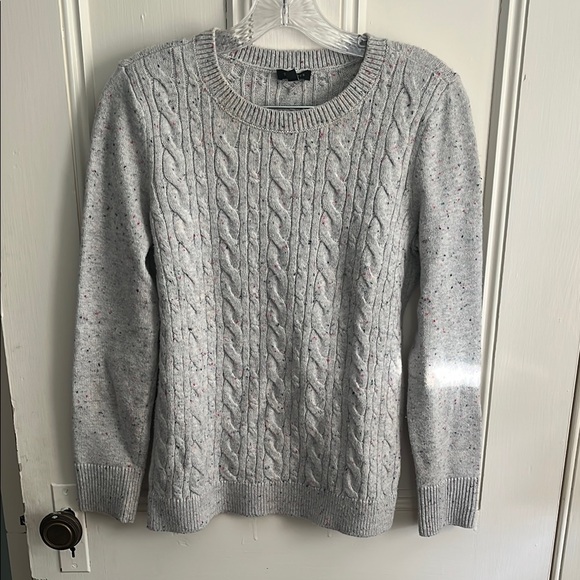 Talbots Sweaters - Talbots Gray Classic Cable Knit Crew Neck Sweater